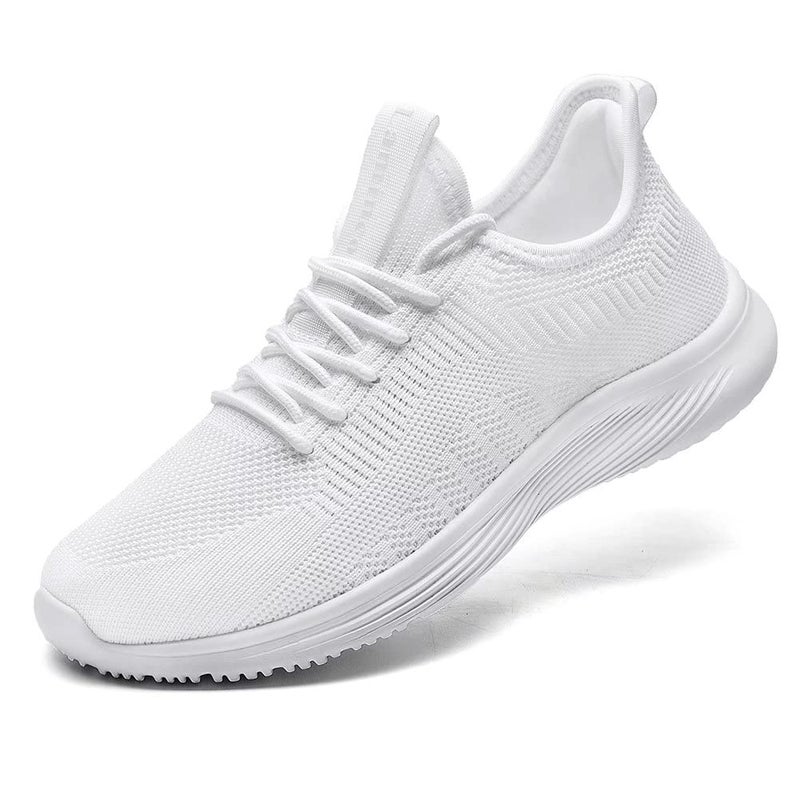 Lamincoa Womens Slip On Walking Shoes Non Slip Casual Road Running Lightweight Mesh Fashion Sneakers for Gym Travel Workout White - Image 1